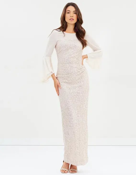 Montique Amelia Bell Sleeve Gown White Size AU 8 photo 5