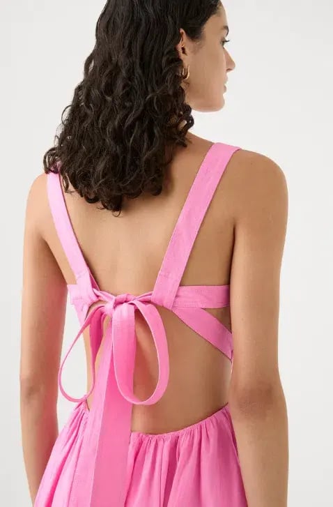 Aje Clara Tie Back Linen Blend Mini Dress Pink Size 10 photo 2