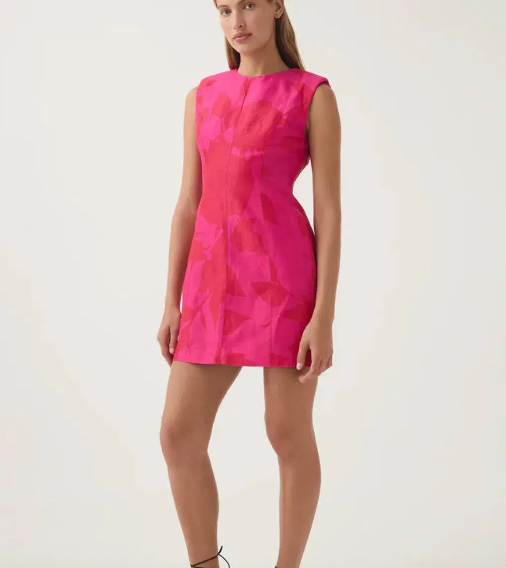 Aje Cove Pendant Mini Dress Pink Red Print Size 16 photo 4