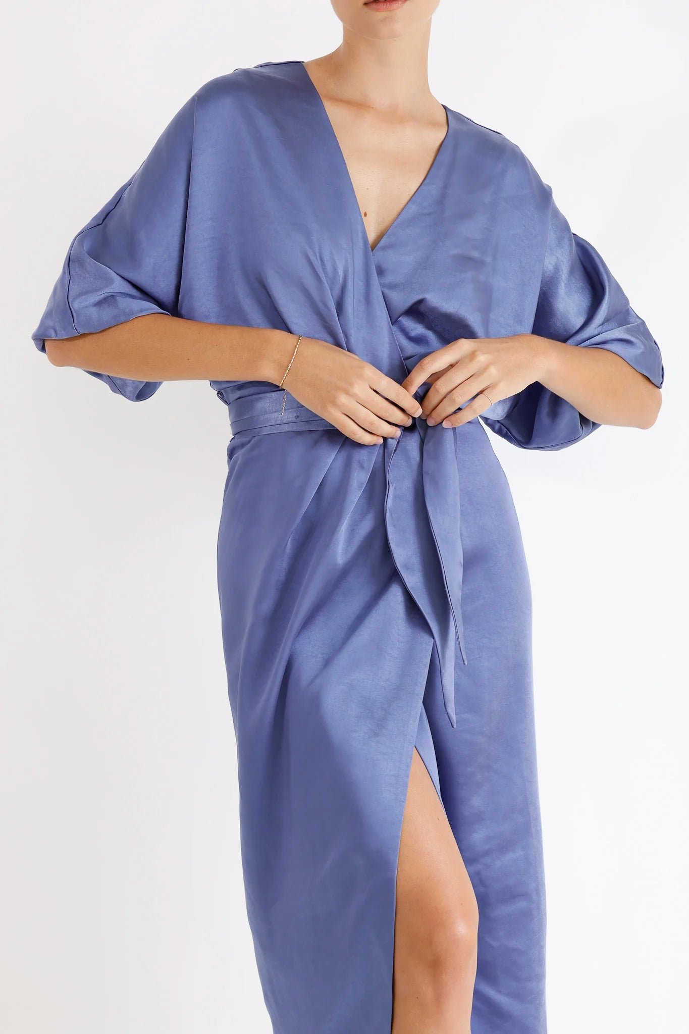 PASDUCHAS FIRST LIGHT WRAP MIDI DRESS - CORNFLOUR photo 3