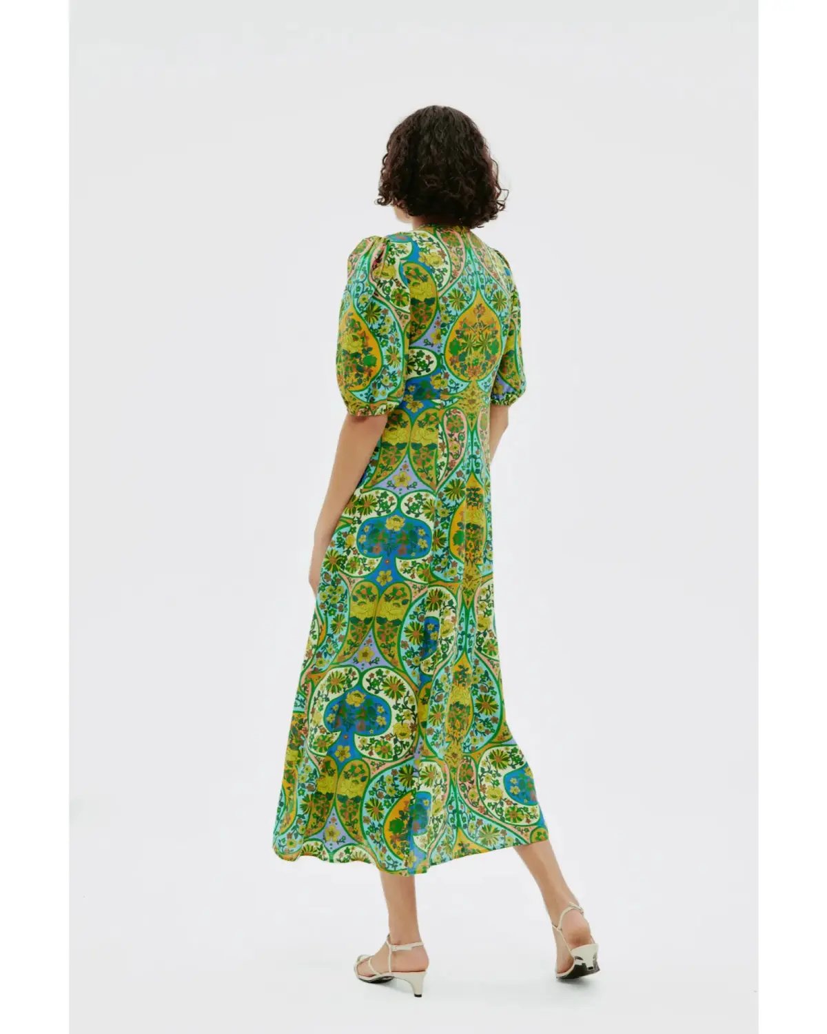 Alemais Sofie Puff Sleeve Midi Dress Multi Size AU 16 photo 3