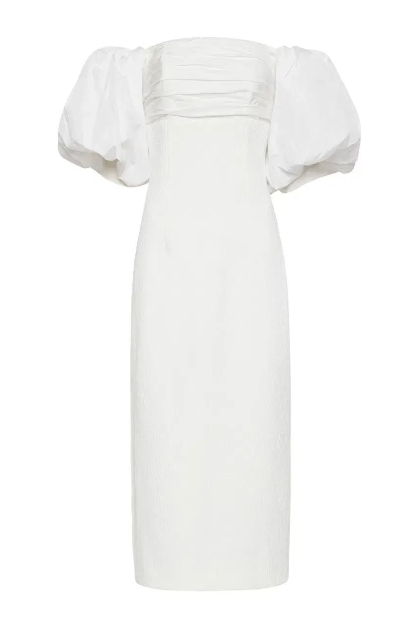 Rebecca Vallance Genevieve Puff Sleeve Dress White Size 12 photo 3