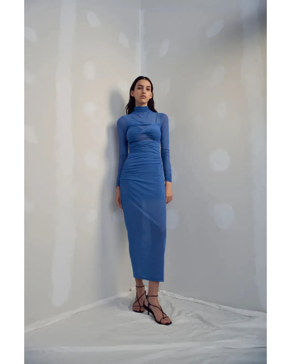 Misha Madigral Mesh Midi Dress Azure Blue Size AU 8 photo 2