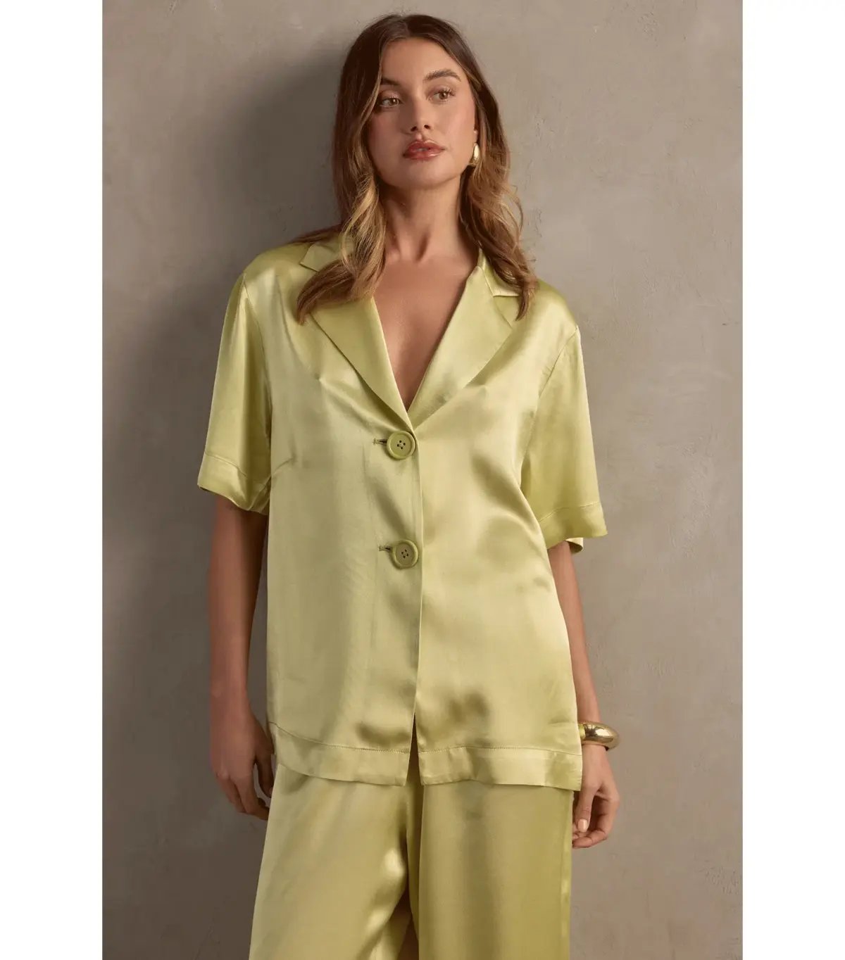 Raef The Label Carla Satin Shirt in Pistachio Size AU 10 photo 3