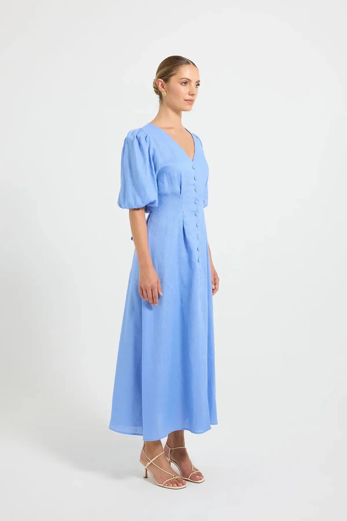 Pasduchas Vera Button Midi Dress Blue Size 16 photo 5