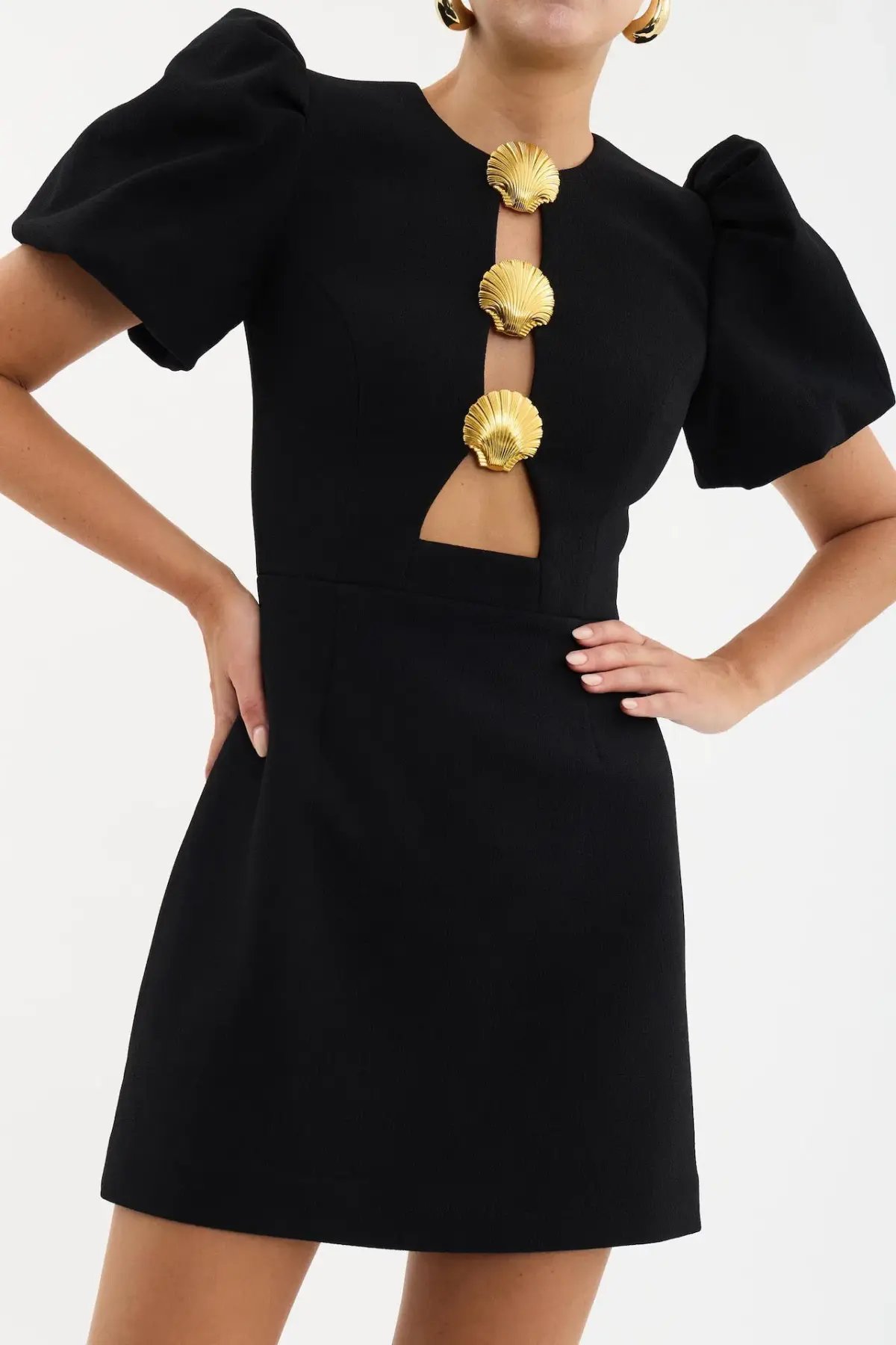 Rebecca Vallance Sirene Puff Sleeve Mini Dress Black Size 8 photo 4