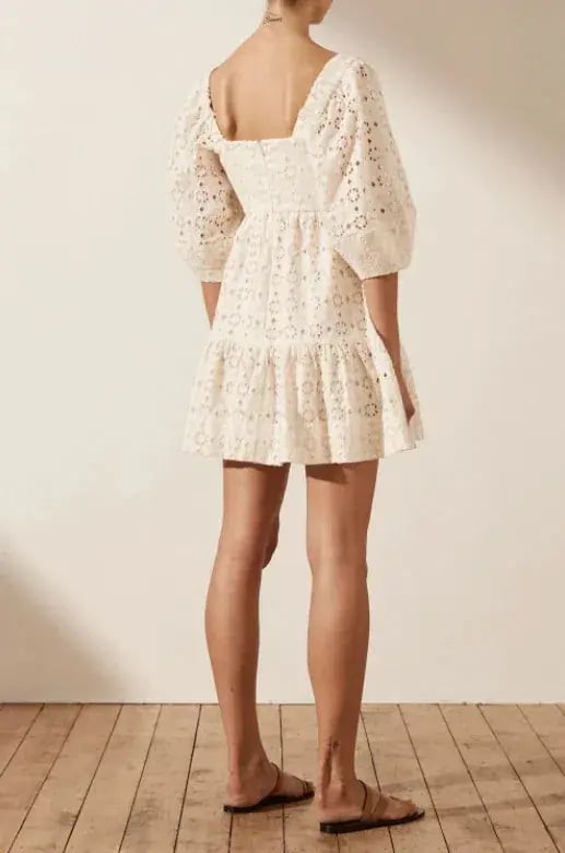 Shona Joy Fryda Square Neck Mini Dress Cream Size Small / AU 8 photo 3