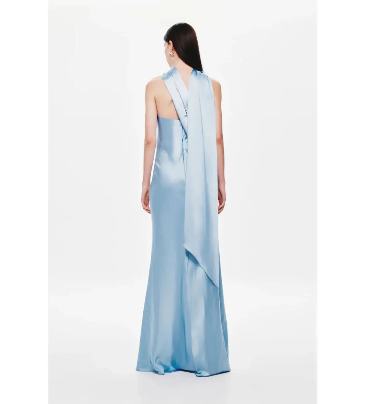 MISHA The Lilia Satin Dress in Blue Size 10 photo 3