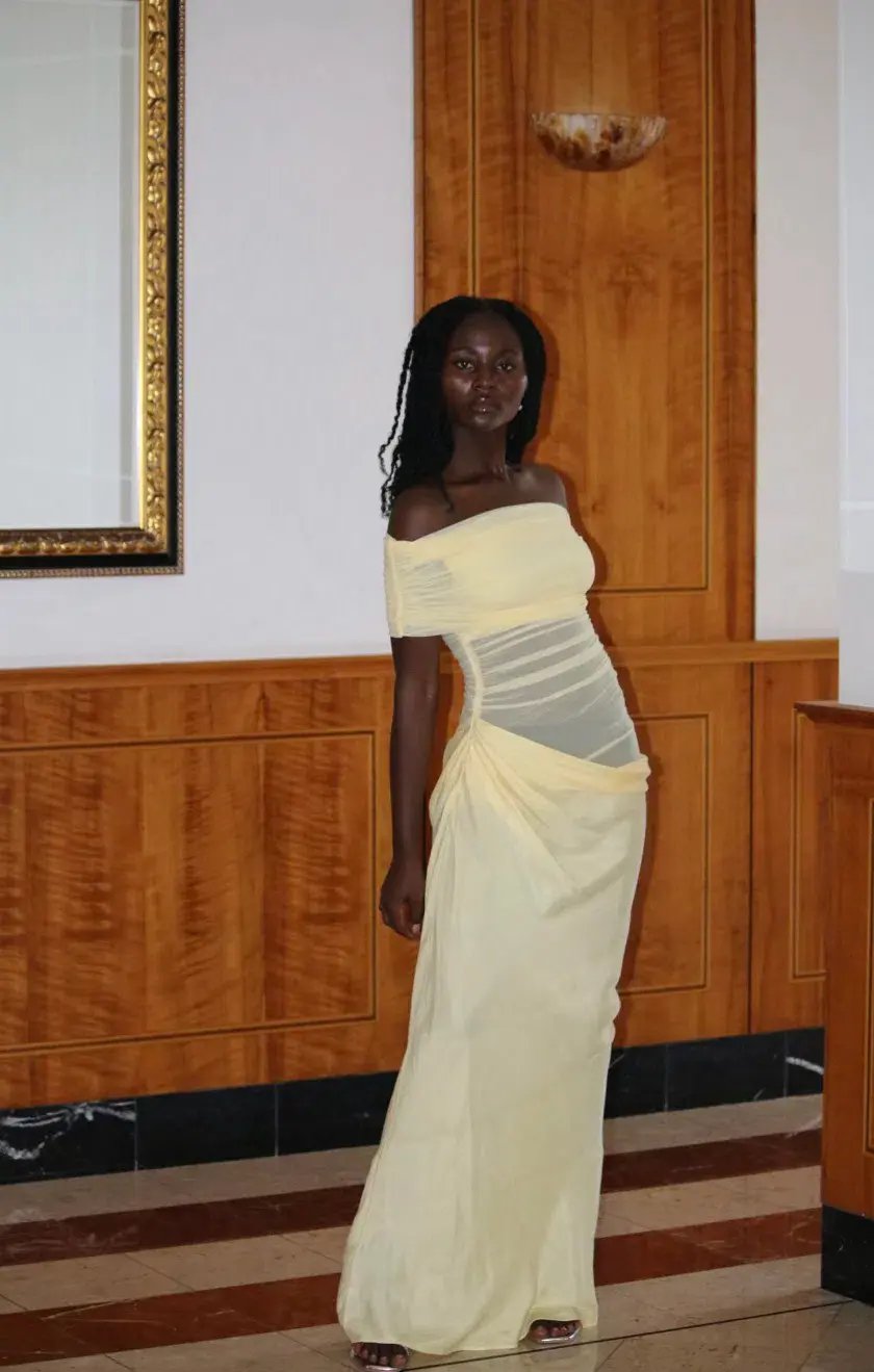 BENNI, Nico Off Shoulder Maxi Dress - Butter size 8 photo 3