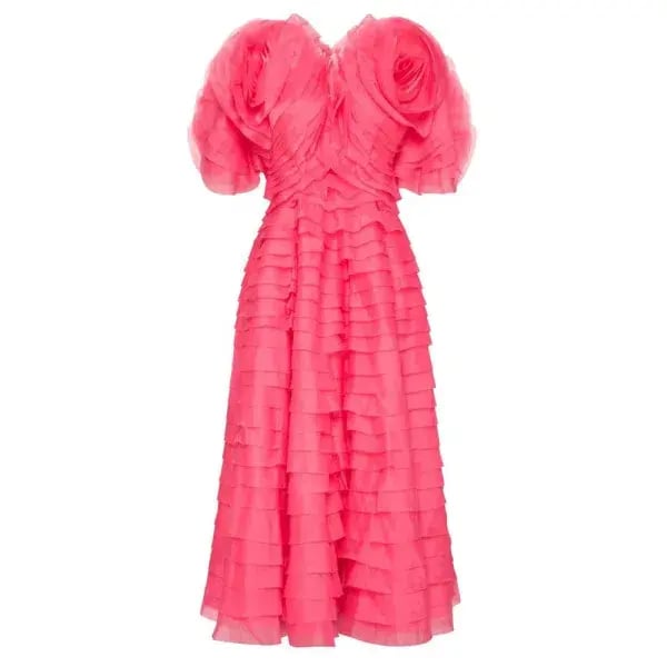 Aje Amour Ruffle Midi Dress Pink Size 4 photo 3