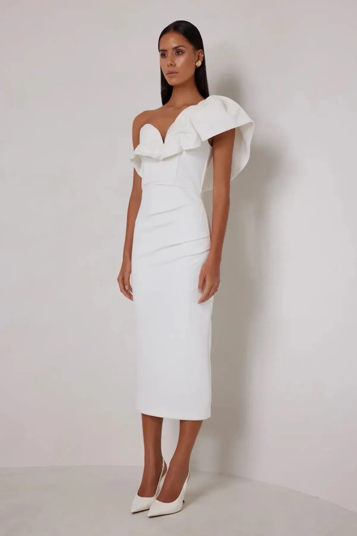 Elle Zeitoune Sharleene Midi Dress White Size 8 photo 2