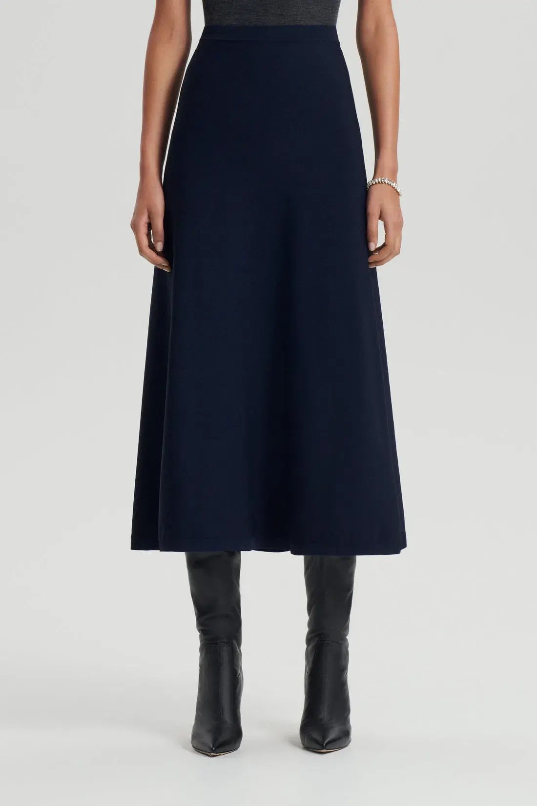 Scandal Theodore Crepe Knit Soft Skirt Navy Size M/AU 10 photo 2