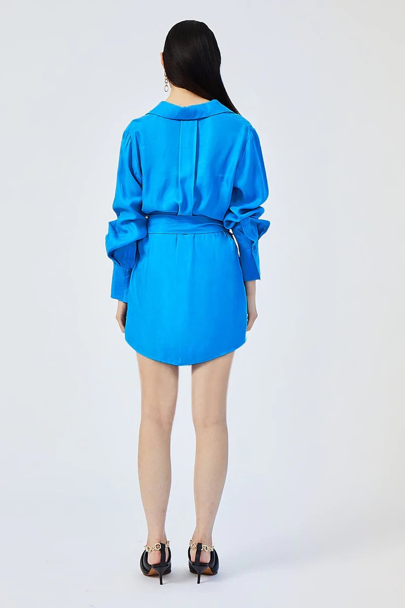 SUBOO HANNAH OVERSIZED MINI SHIRT DRESS - LAPIS BLUE photo 3