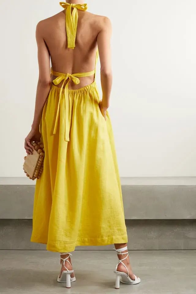 Zimmerman Shelly Linen Halter Neck Mini Dress Yellow Size 2/Au 12 photo 3