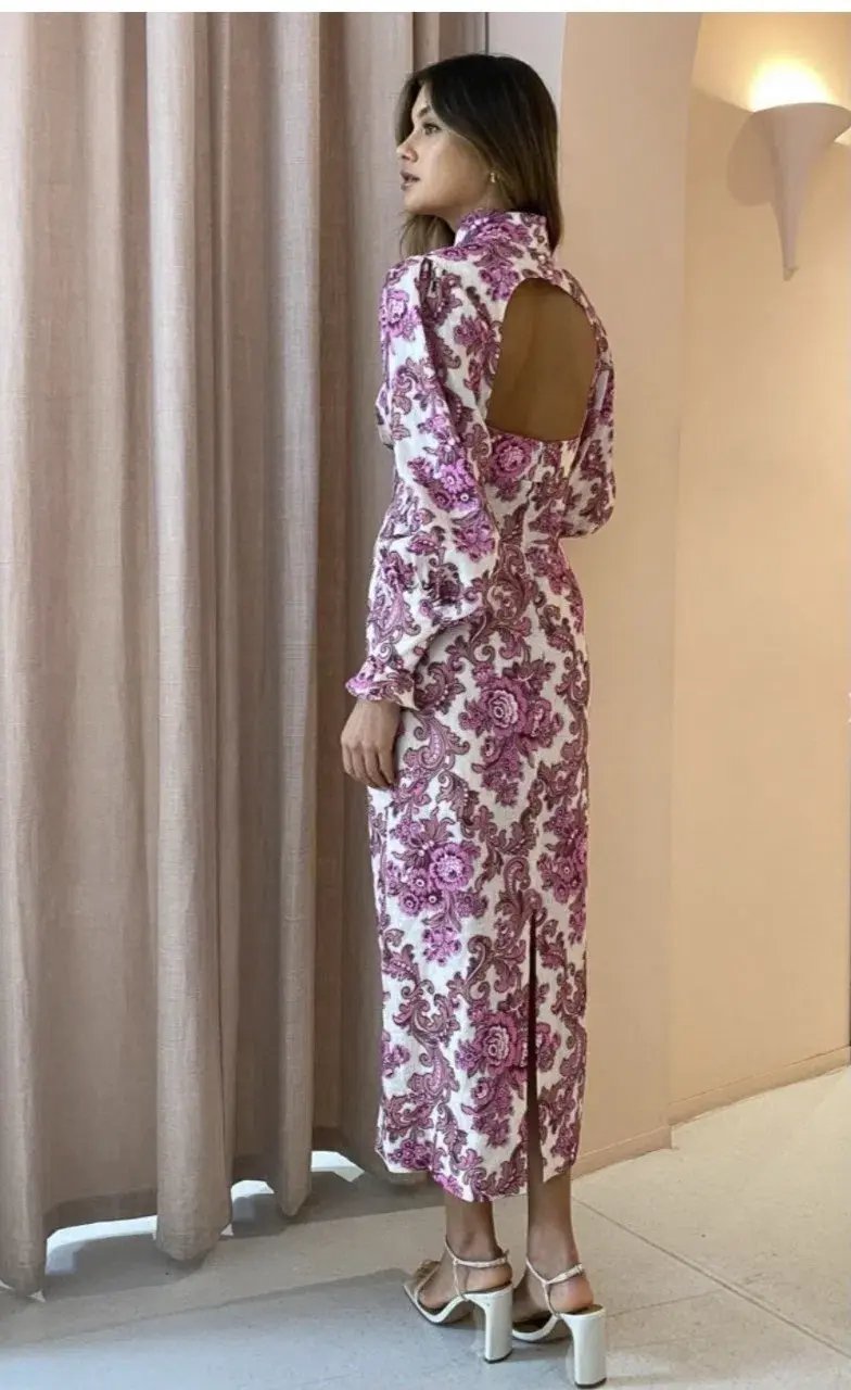 Alemais Isla Midi Dress Magenta Size 8 photo 3