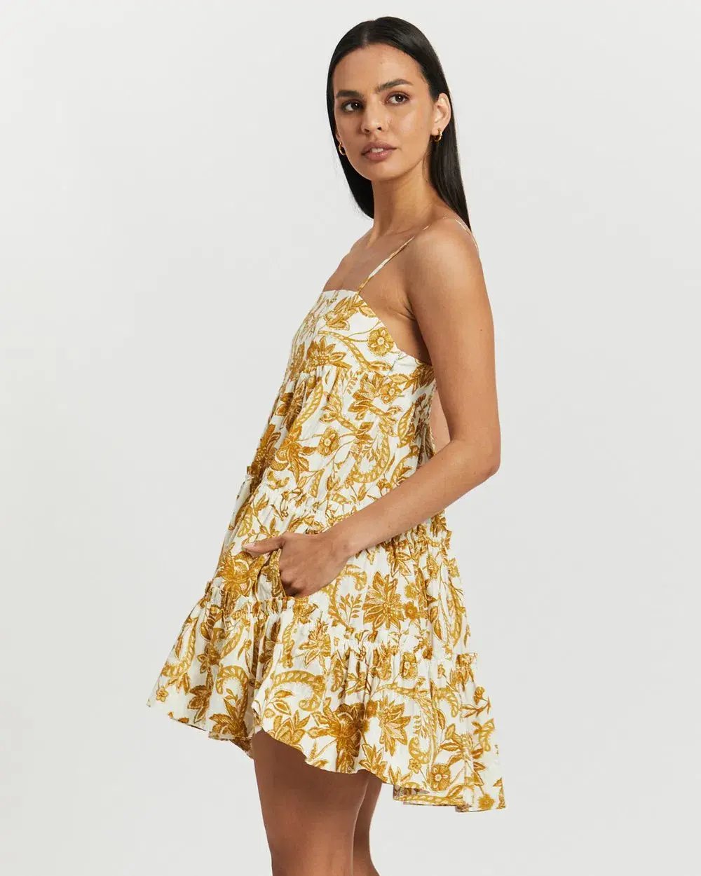 Shona Joy Saffron Tiered Mini Dress Print Size 10 photo 3