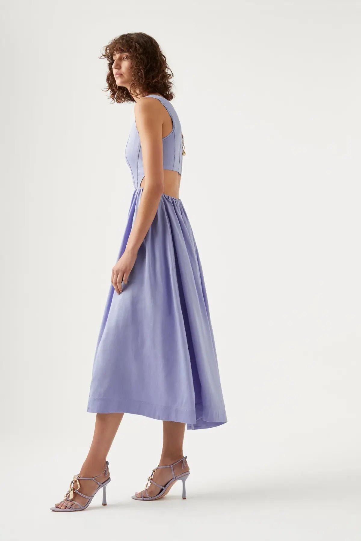 Aje Virginie Cut Out Midi Dress Cool Lavender Size 6 photo 2