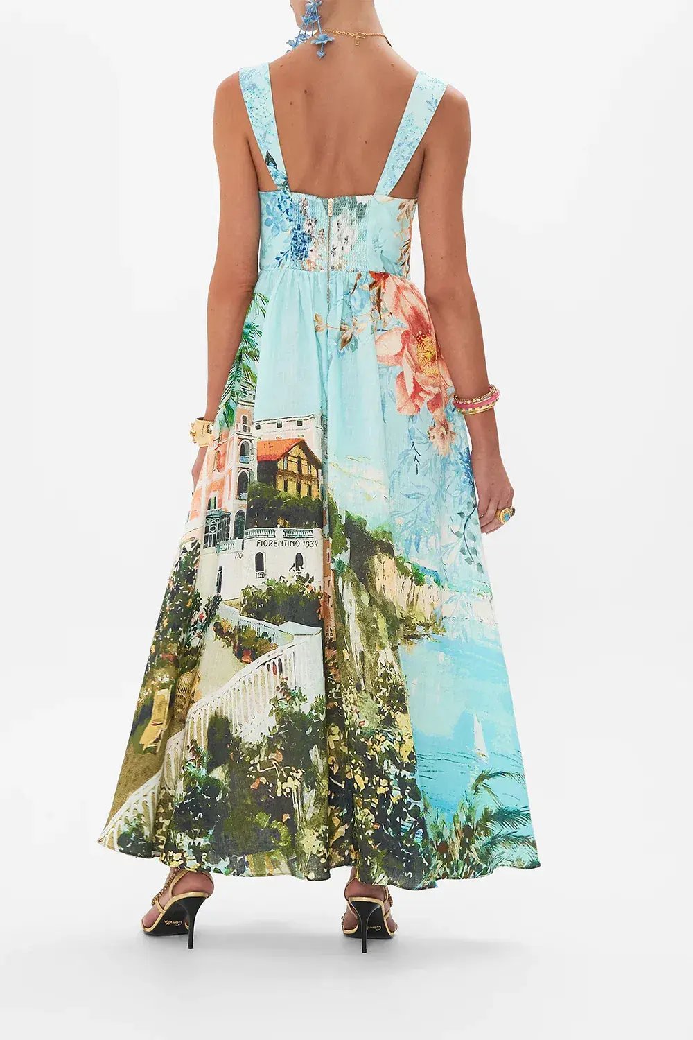 Camilla Eyelet Bustier Dress in From Sorrento With Love Print Size S / AU 10 photo 3