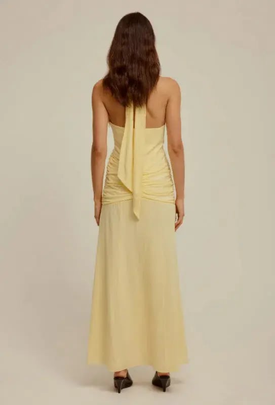 Venroy The Halter Neck Cut Out Dress In Pastel Yellow Size M / AU 10 photo 3