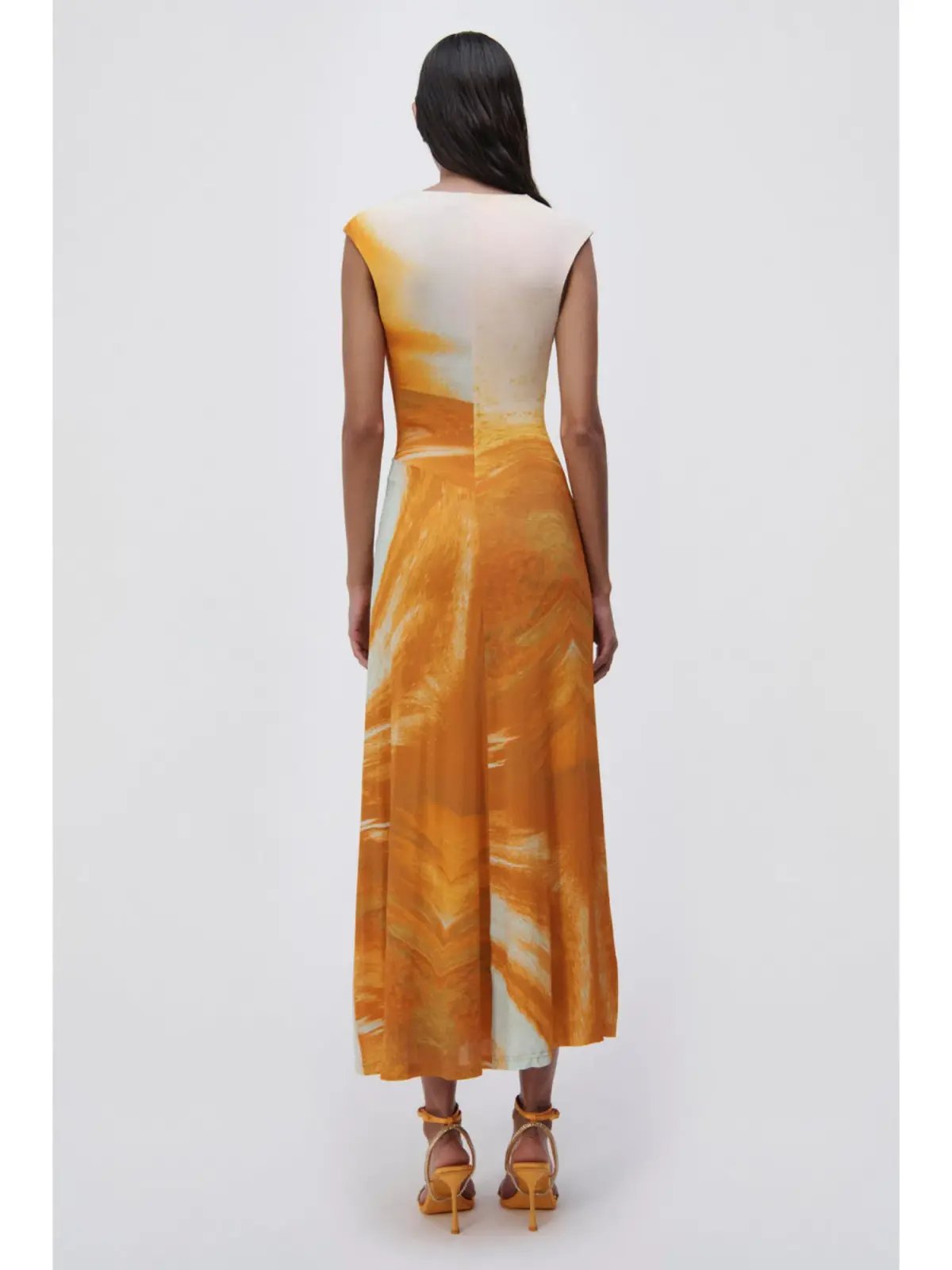 Jonathan Simkhai Acacia Marble Print Maxi Dress Multi Size AU 10 photo 2