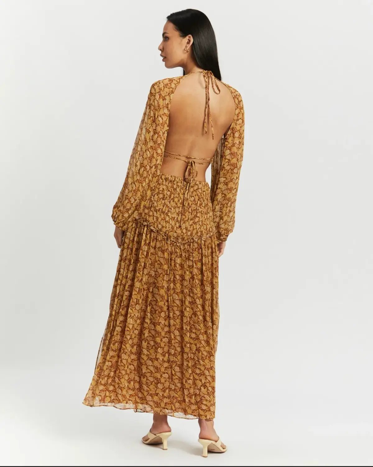 Shona Joy Sunset Cut Out Backless Midi Dress Floral Size 6 photo 3