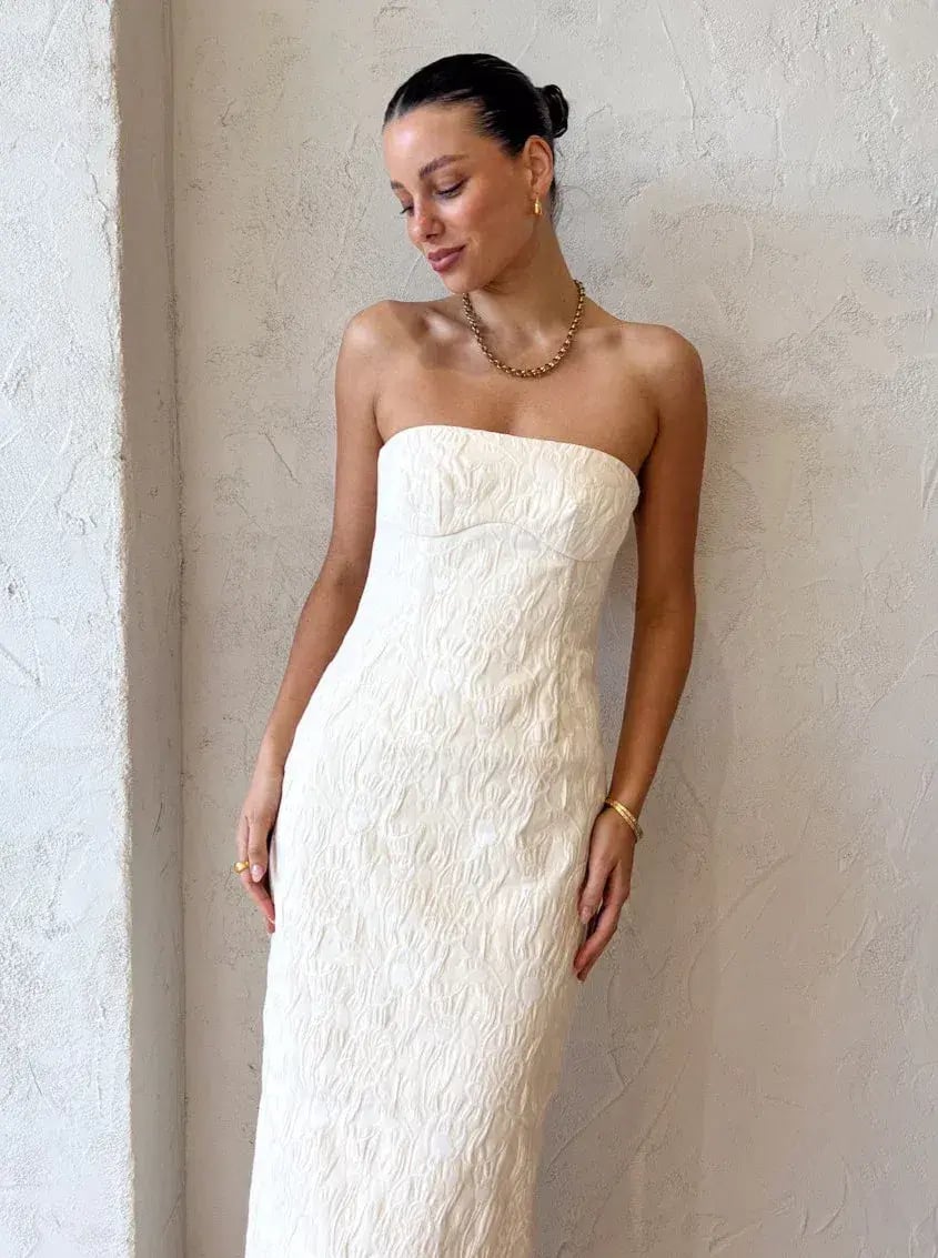 Sir the Label Etienne Column Gown Cream Size 8 photo 3