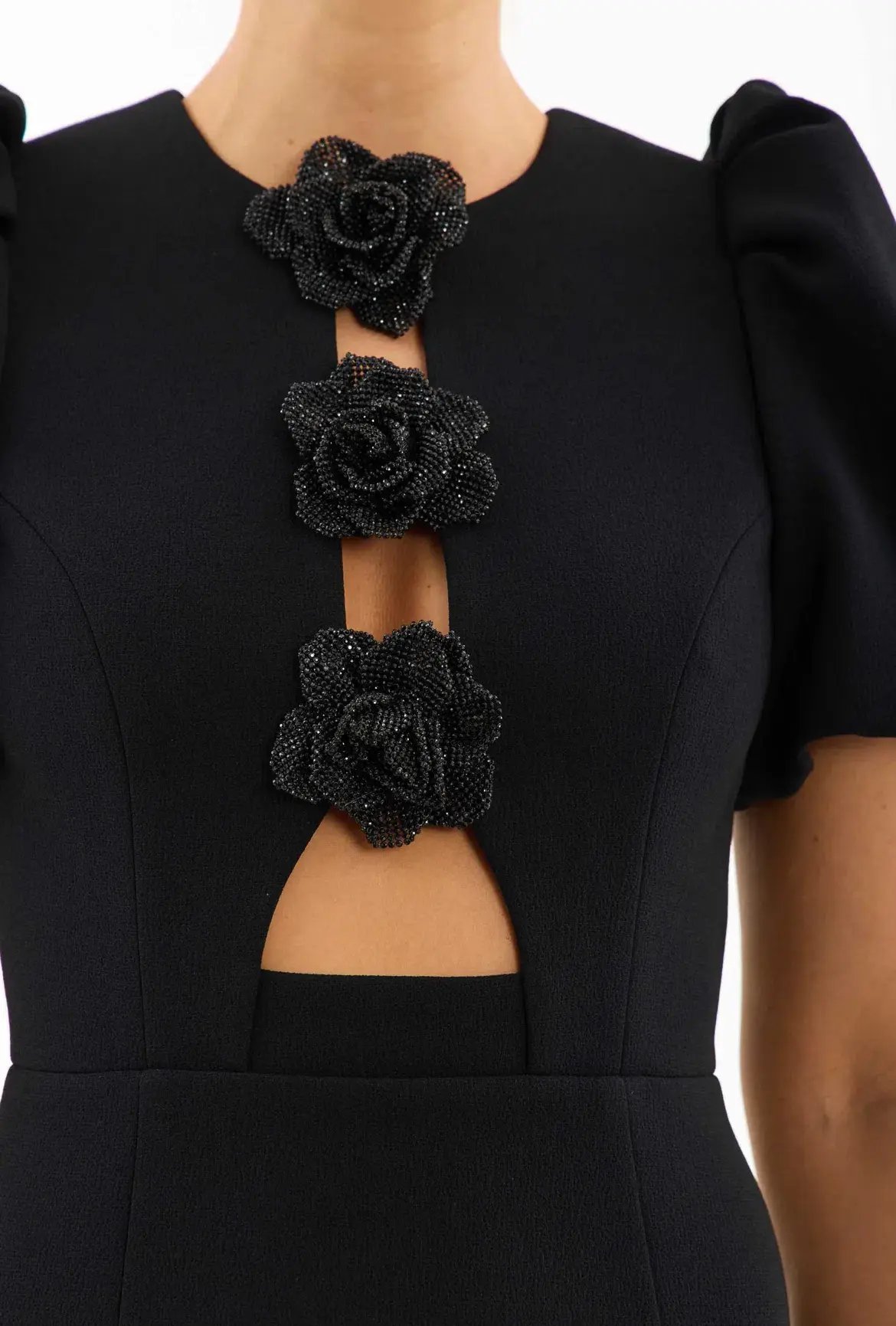 Rebecca Vallance Aubree Flower Mini Dress Black Size 10 photo 4