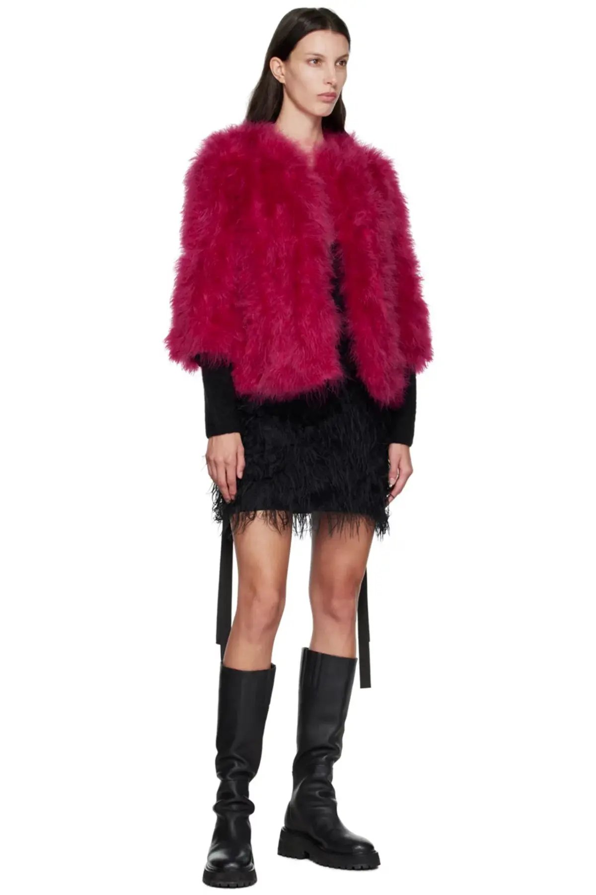 Yves Salamon Pink Feather Jacket Crazy Pink Size S / AU 8 photo 3