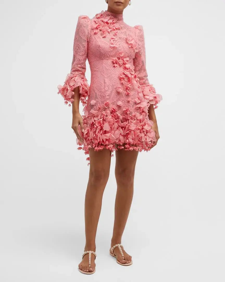 Zimmermann High Tide Lace Mini Dress in Guava Pink Size 1 / AU 10 photo 2