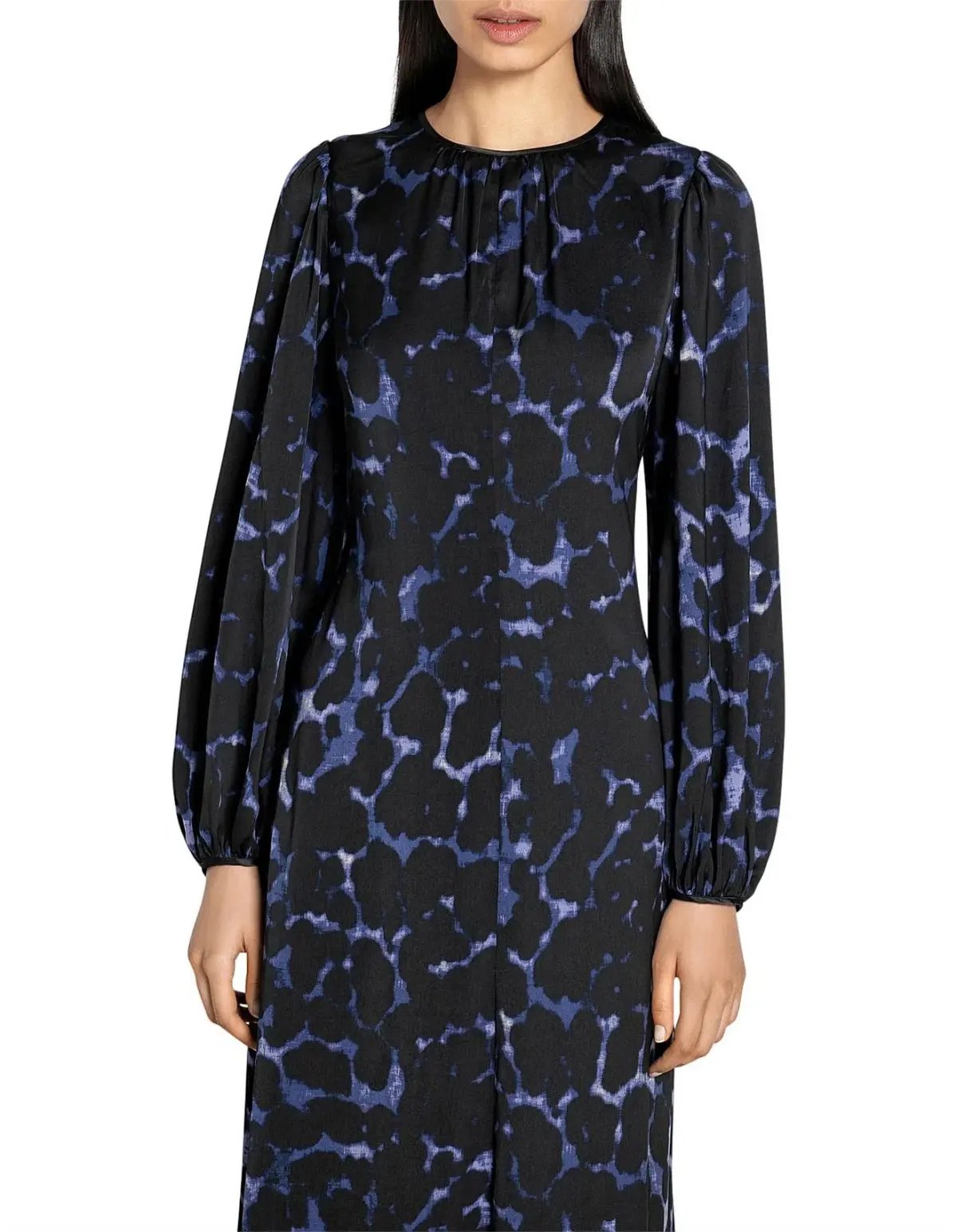 Veronica Maine Ink Blot Ankle Length Dress Black Print Size 16 photo 3