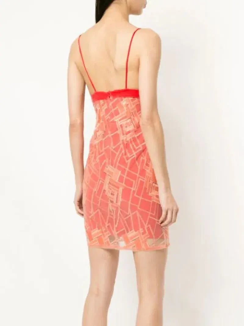 Manning Cartell Floral Fusion Velvet Slip Mini Dress Flamingo Red Size 10 photo 3