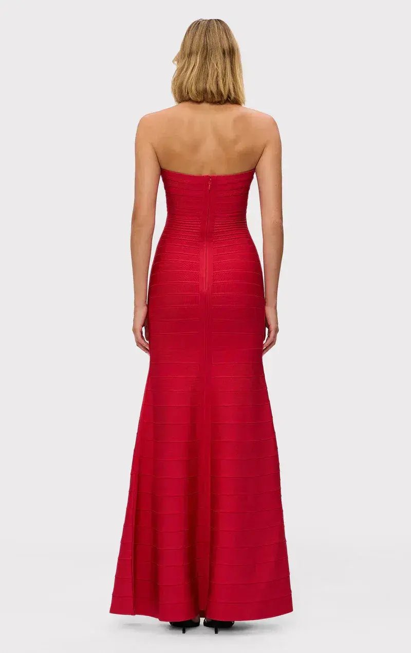 Herve Leger Lipstick Red Sara Gown Size 6 photo 2