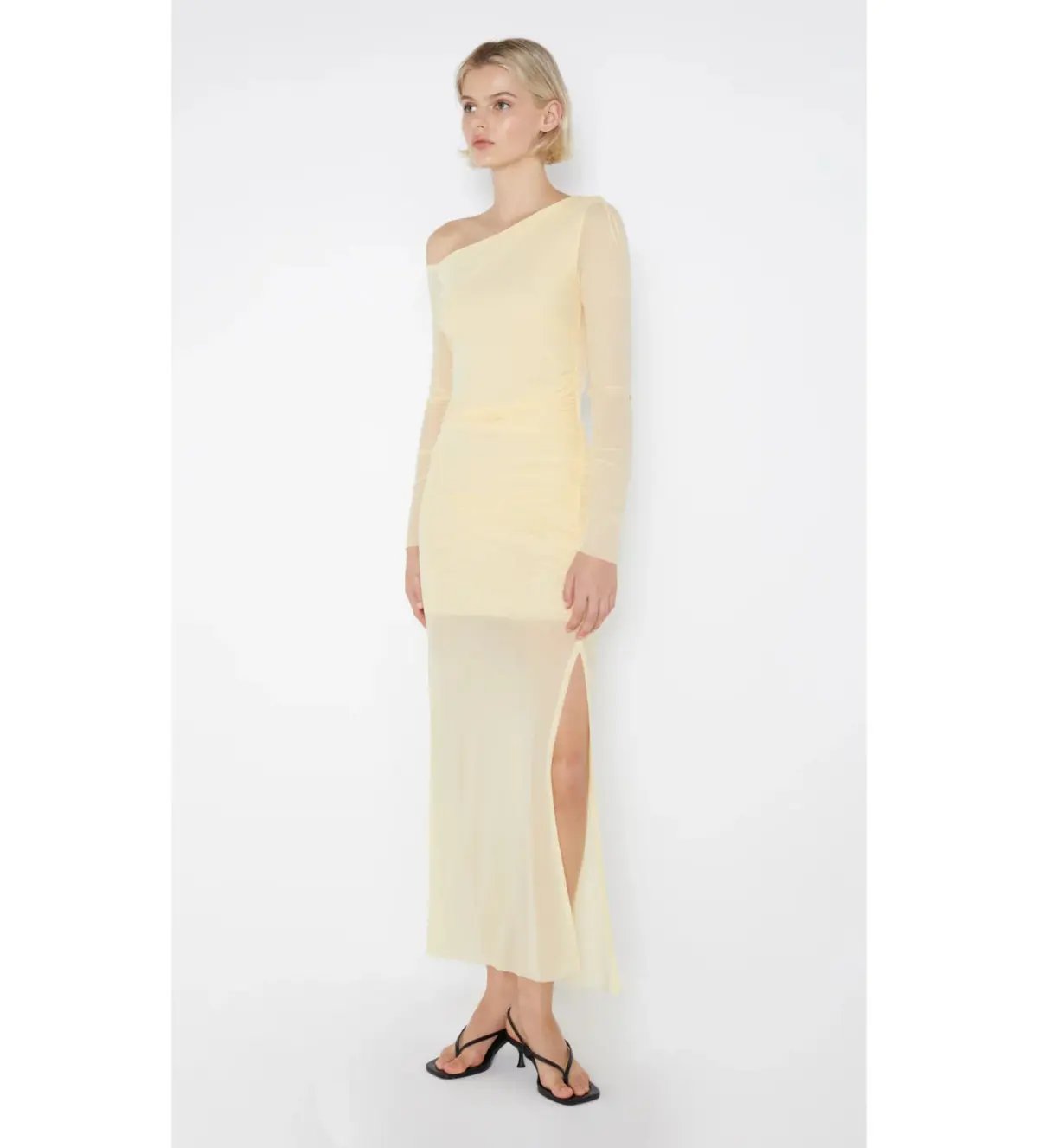 Bec & Bridge Fae Asym Long Sleeve Midi Dress in Butter Yellow Size S / AU 8 photo 3
