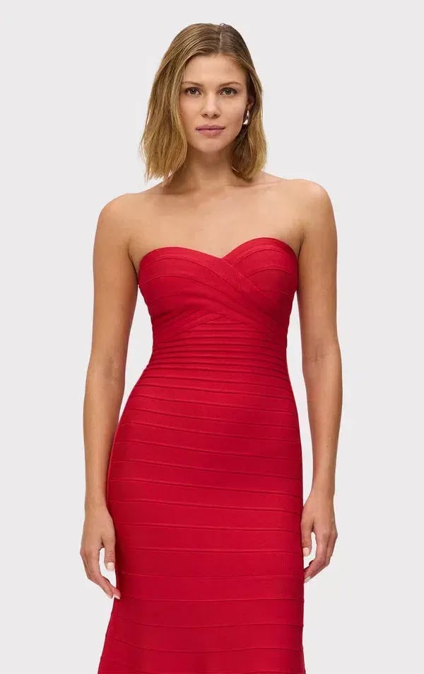 Herve Leger  The Sara Maxi Gown Lisptick Red Size S / Size AU 8 photo 2