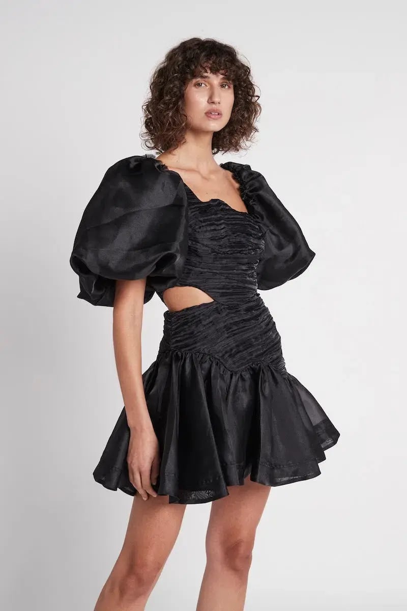 Aje Joan Puff Sleeve Mini Dress in Black - Size 8 photo 2