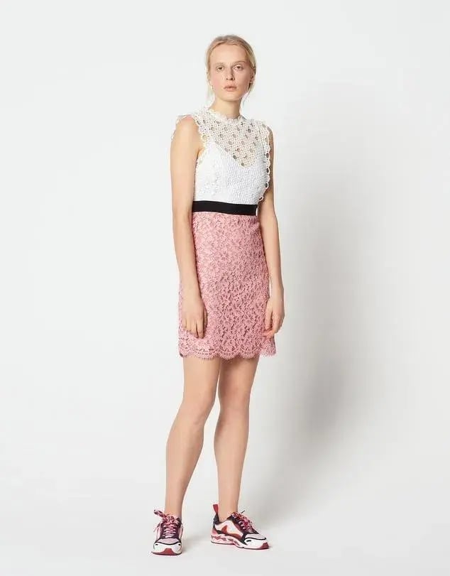 Sandro Gab Lace Mini Dress Pink Size 8 photo 4