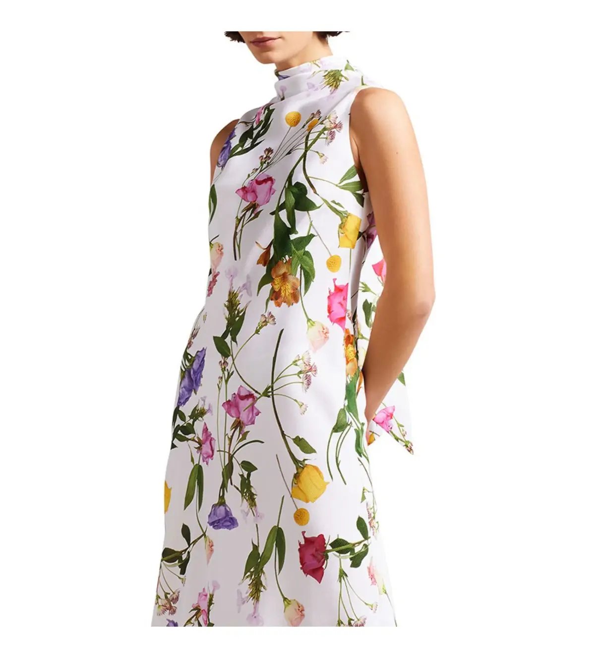 Ted Baker Addilin Cowl Neck Slip Midi Dress White Floral Size 2 AU 10 photo 3