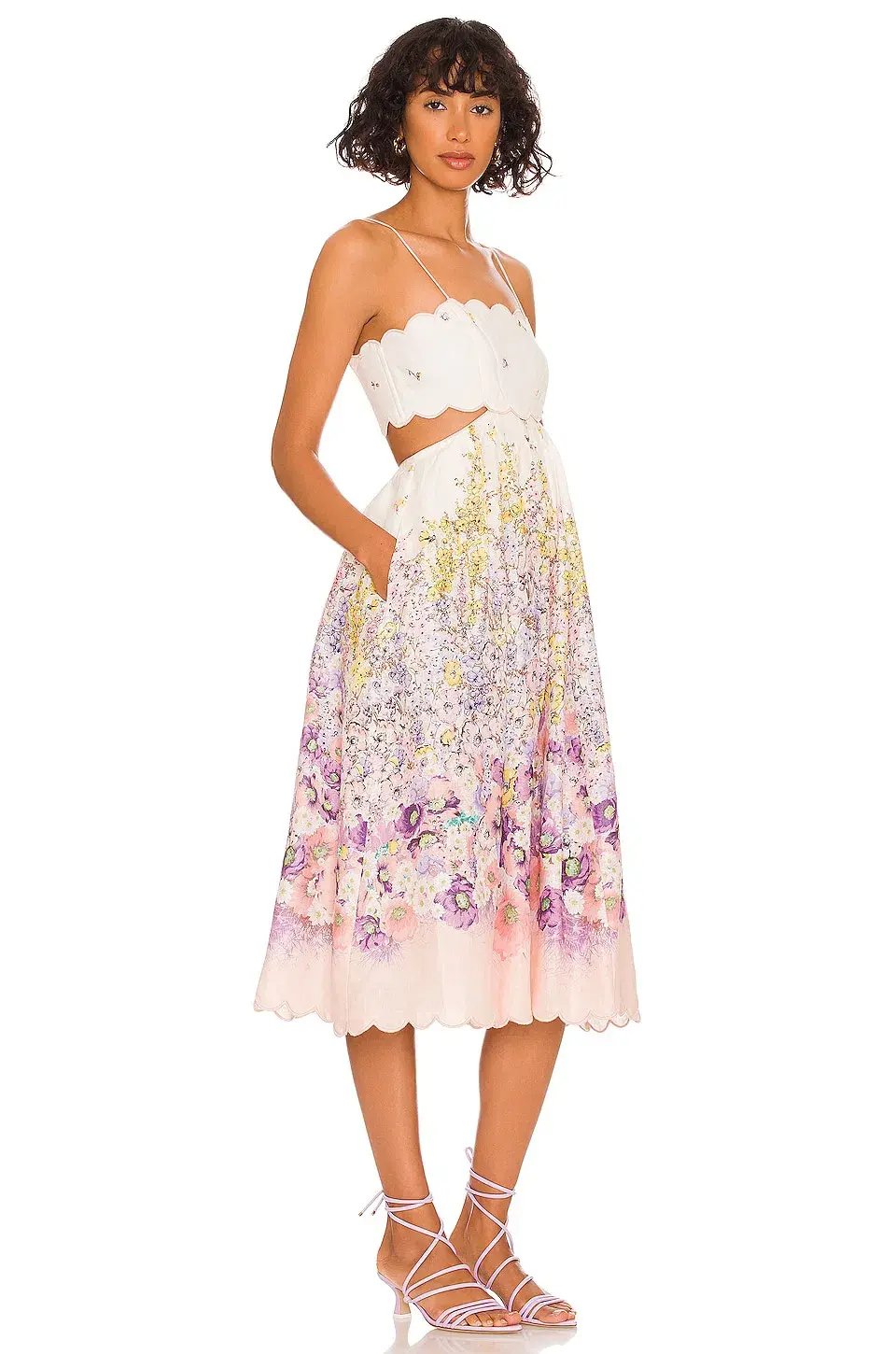 Zimmermann Jude Scallop Midi Dress Peach Gradient Floral Size 1 / Au 8 photo 2