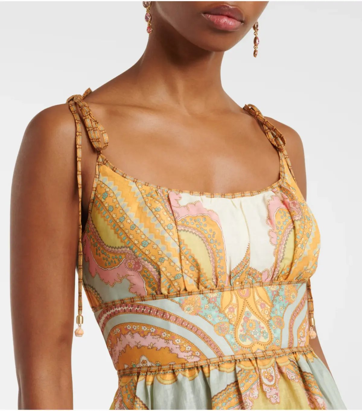 Zimmermann Maxine Picnic Midi Dress in Gold Paisley Size 0 / AU 8 photo 3