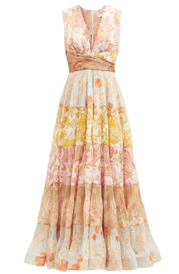 Zimmermann Postcard Pleated Midi Dress Spliced Size 1 / Au 10 photo 4