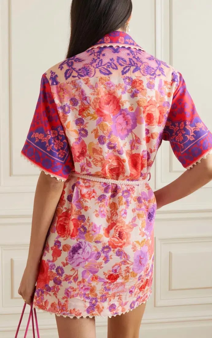 Zimmermann Raie Trimmed Shirt Dress Floral Size 0 / Au 8 photo 6