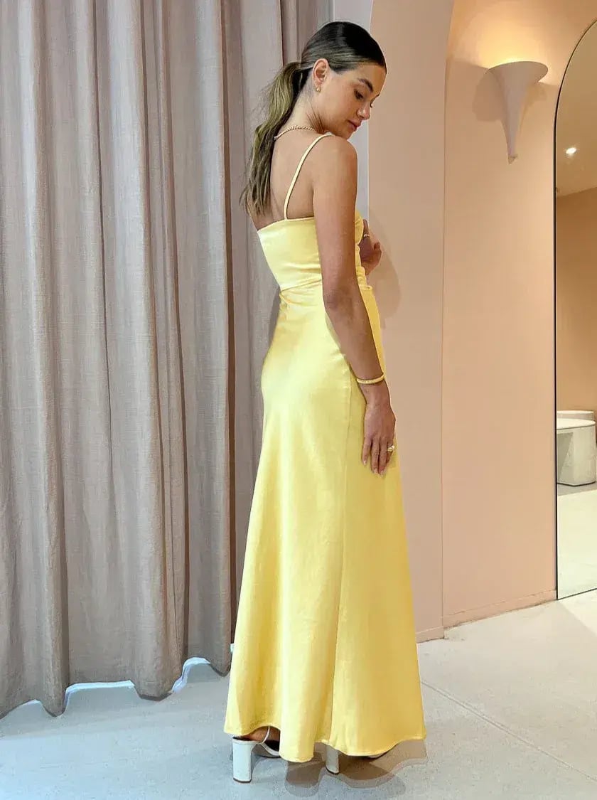 Bec & Bridge Nadia Maxi Dress Straw Yellow Size 8 photo 3