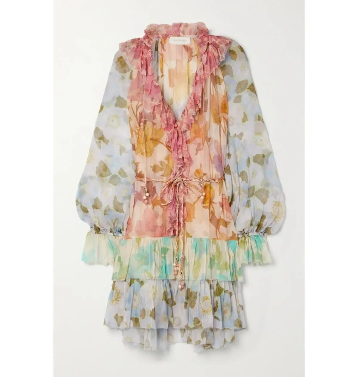 Zimmermann Tempo Frilled Mini Dress Spliced Mult Size 2 / AU 12 photo 3