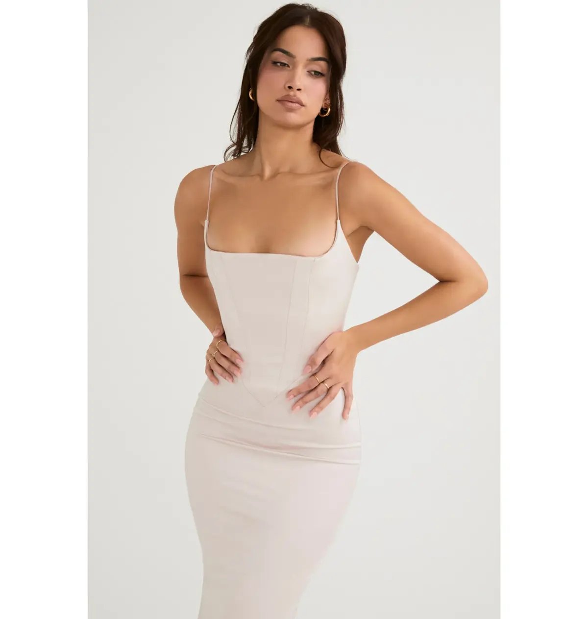 House Of CB Olivette Satin Corset Maxi Dress Crystal Size 8/S photo 2