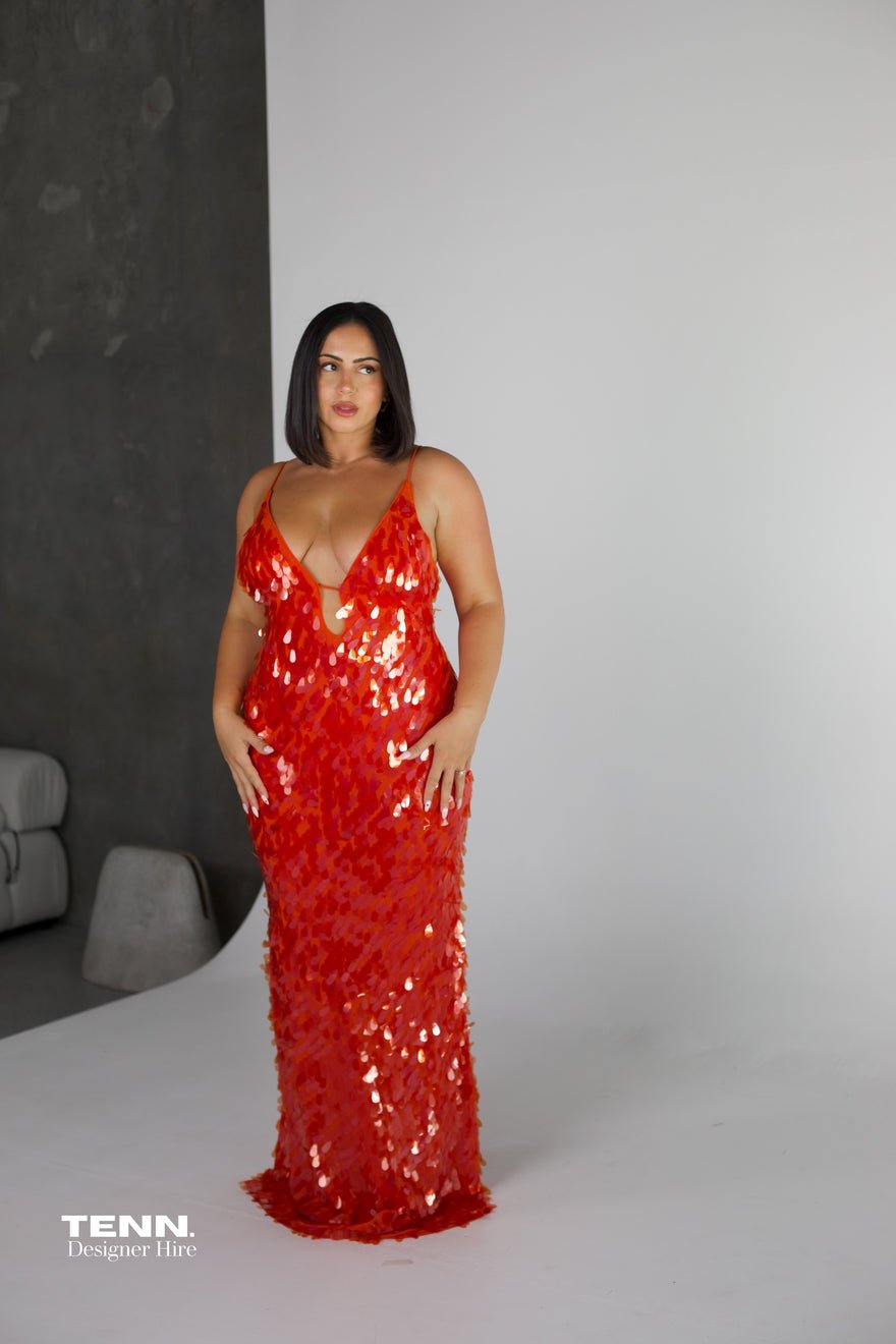 Misha Collection SAPPHIRE SEQUIN MAXI DRESS - Red photo 2
