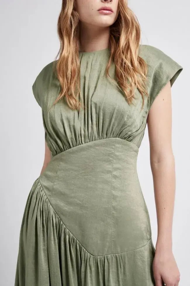 Aje Midi Reflection Dress In Oakmoss Size AU 6 photo 4