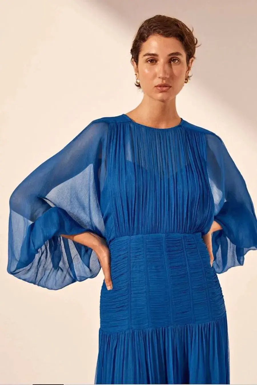 Shona Joy Dress Maya Ruched Panelled Midi Size 14 photo 4