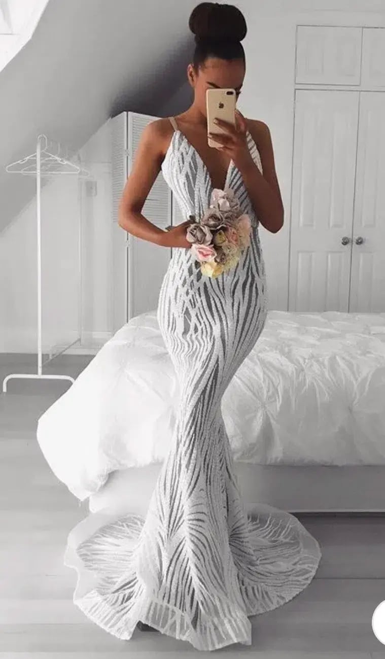 Jadore JX098 Jennifer Beaded Gown White Size 12 photo 5