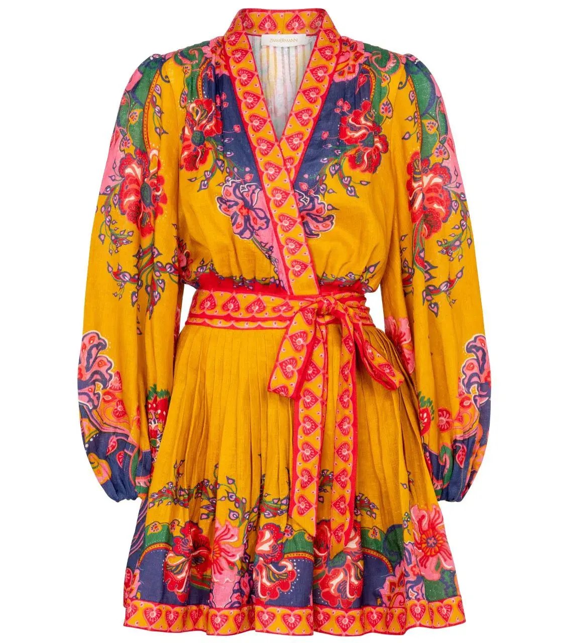 Zimmermann Lovestruck Paisley Linen Wrap Dress Print Size 3 photo 4