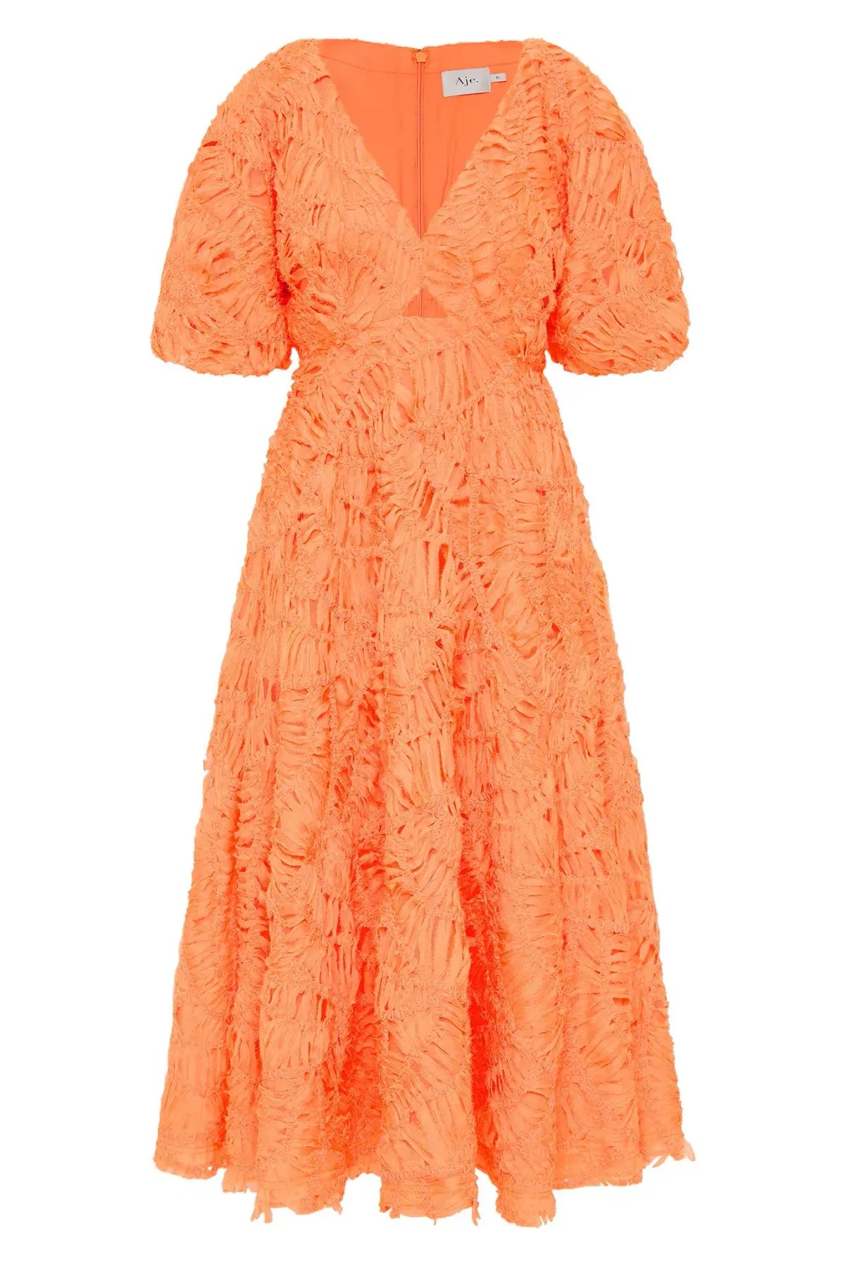 Aje Apricot Florential Textured Midi Dress Size 10 photo 2